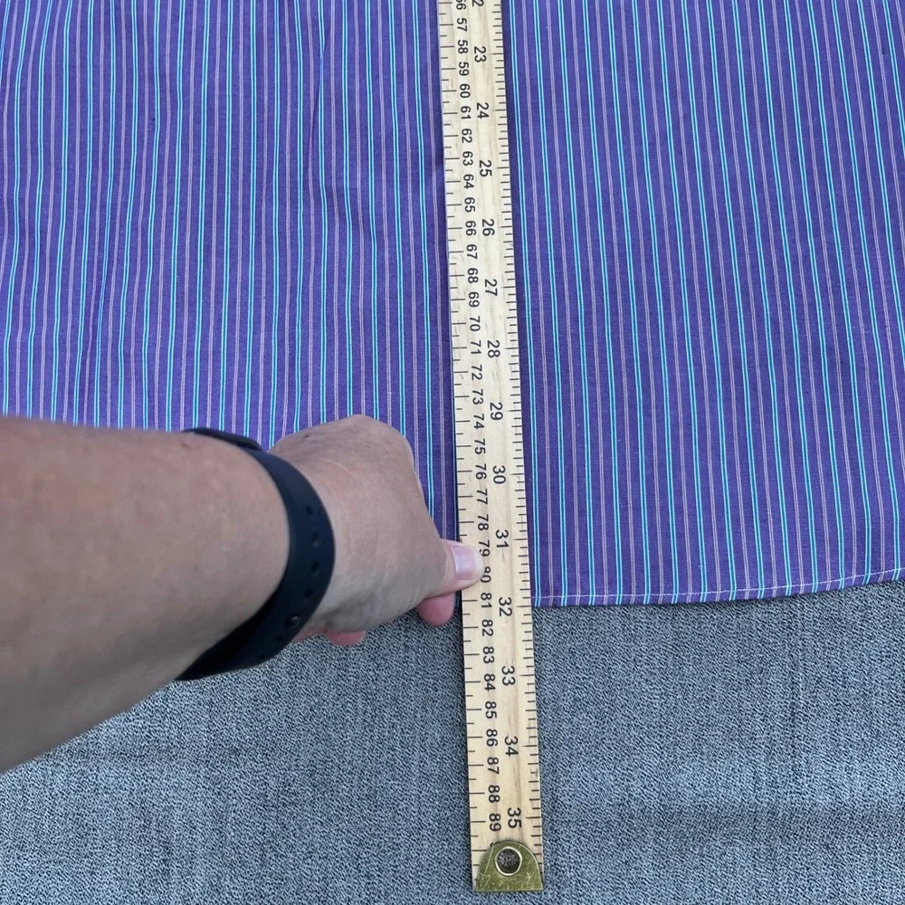 Polo Ralph Lauren Estate Shirt Mens 16.5 34 Purple Teal Striped 2-Ply Cotton